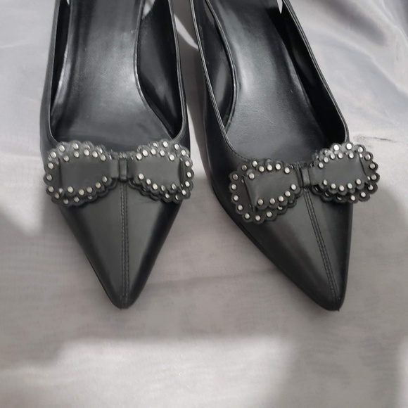 ANN MARINO Black Leather  Heel Shoes  Slingbacks - Picture 1 of 8